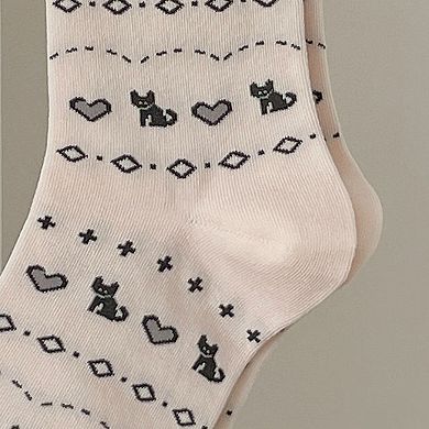 Women's Cotton Blend Socks 3-Pair Pack with Cute Animal Print Comfortable and Soft