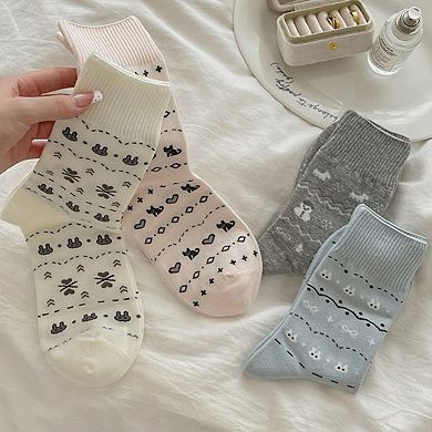 Women's Cotton Blend Socks 3-Pair Pack with Cute Animal Print Comfortable and Soft