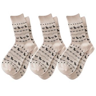 Women's Cotton Blend Socks 3-Pair Pack with Cute Animal Print Comfortable and Soft
