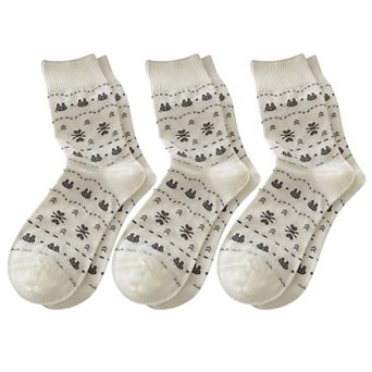 Women's Cotton Blend Socks 3-Pair Pack with Cute Animal Print Comfortable and Soft