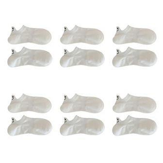 Women's 6 pk Cotton White No - Show Socks with Smiley Face Embroidery