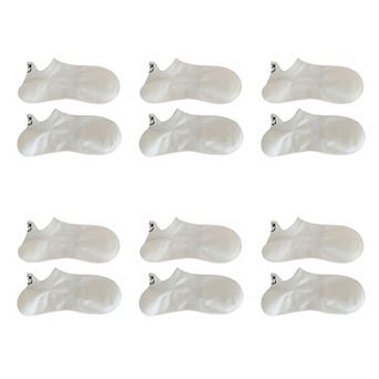 Women's 6 pk Cotton White No - Show Socks with Smiley Face Embroidery