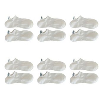 Women's 6 pk Cotton White No - Show Socks with Smiley Face Embroidery