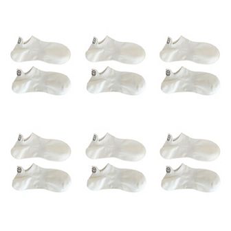 Women's 6 pk Cotton White No - Show Socks with Smiley Face Embroidery