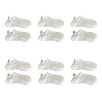 Women's 6 pk Cotton White No - Show Socks with Smiley Face Embroidery