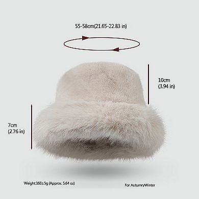 Women's Faux Fur Bucket Hat - Winter Warm & Stylish