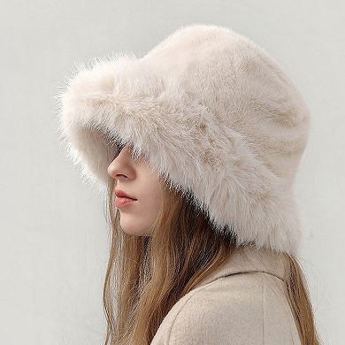 Women's Faux Fur Bucket Hat - Winter Warm & Stylish