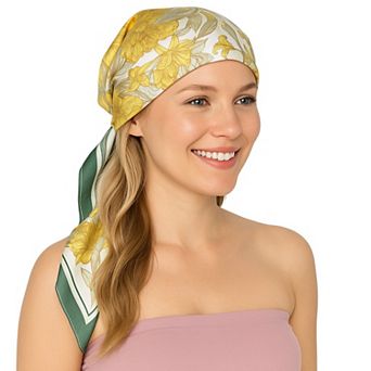 Satin Square Scarf Floral Print Versatile Styling Accessory for Headscarves and Shawls