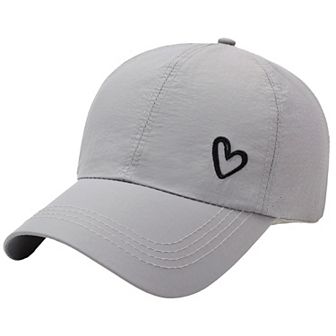Women's Baseball Cap with Heart Embroidery - Breathable Criss - Cross Back Hat
