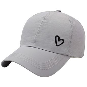 Women's Baseball Cap with Heart Embroidery - Breathable Criss - Cross Back Hat