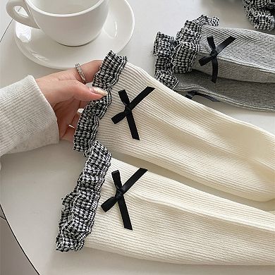 Women's 6pk Knee - High Socks with Bow and Patterned Cuff