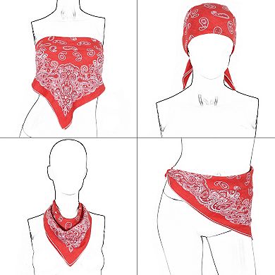 Cotton Paisley Print Bandana Scarf Square Neck Head Wrap