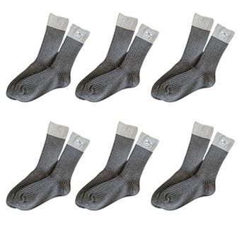 Women's 6 pk Color - Block Crew Socks with Bow Embroidery