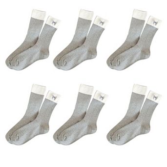 Women's 6 pk Color - Block Crew Socks with Bow Embroidery