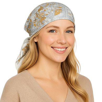 Elegant Satin Square Scarf Artistic Print Versatile Styling Accessory