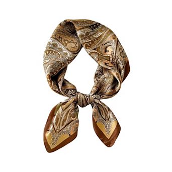 Elegant Satin Square Scarf Artistic Print Versatile Styling Accessory