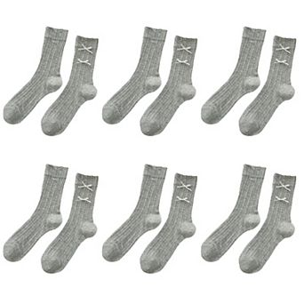 6 pk Women's Knee - High Socks with Bow Details