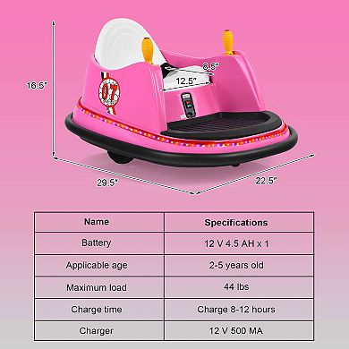 Costway 12V Vehicle 360° Spin Race Toy Kids Ride On Bumper Car with Remote Control