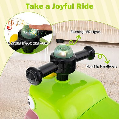 Babyjoy Ride on Toy Baby Dinosaur Sliding Car with 4 Universal Casters Under-Seat Storage