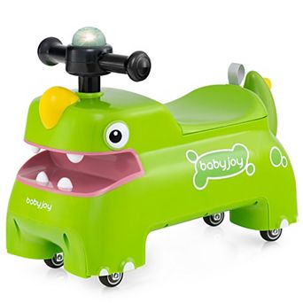 Babyjoy Ride on Toy Baby Dinosaur Sliding Car with 4 Universal Casters Under-Seat Storage