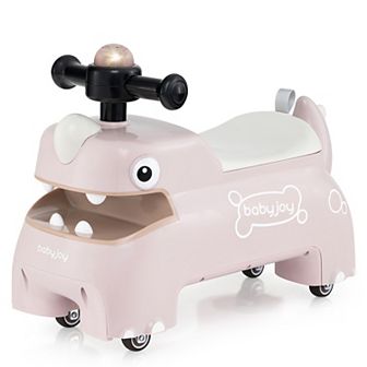 Babyjoy Ride on Toy Baby Dinosaur Sliding Car with 4 Universal Casters Under-Seat Storage
