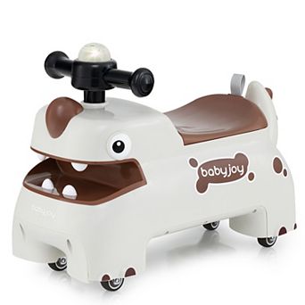 Babyjoy Ride on Toy Baby Dinosaur Sliding Car with 4 Universal Casters Under-Seat Storage