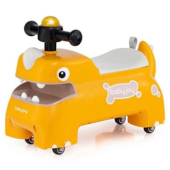 Babyjoy Ride on Toy Baby Dinosaur Sliding Car with 4 Universal Casters Under-Seat Storage