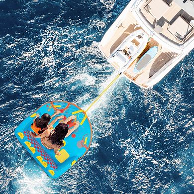 Costway Towable Tube for Boating 3 Riders with Front & Back Tow Points for Towing Rider