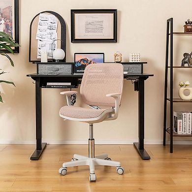 Costway Kids Desk Armchair Swivel Mesh Children Computer Chair with Adjustable Height Pink