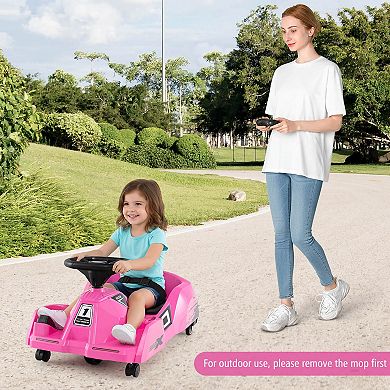 Costway 12V Ride on Toy Car Electric Go Kart with Cleaning Fun & Remote Control Pink/Rose red/Blue