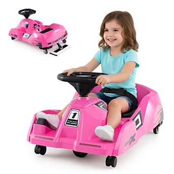 Costway 12V Ride on Toy Car Electric Go Kart with Cleaning Fun & Remote Control Pink/Rose red/Blue