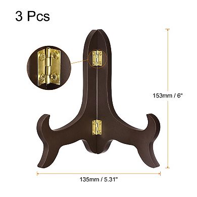 3pcs 6" Easel Plate Holder, Wooden Folding Display Stand for Decorative Picture Frame