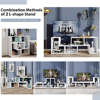 Costway 3 Pcs TV Stand for TV's up To 65" Console Entertainment Center Bookcase Shelves