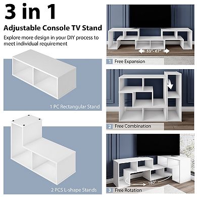 Costway 3 Pcs TV Stand for TV's up To 65" Console Entertainment Center Bookcase Shelves