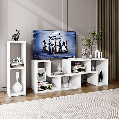 Costway 3 Pcs TV Stand for TV's up To 65" Console Entertainment Center Bookcase Shelves