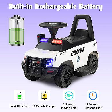 Costway 2-in-1 6V Kids Ride On Car Toddler Push Car w/ Megaphone & Siren