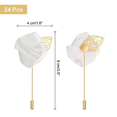 24pcs Rose Boutonnieres Flower Buttonholes Pocket Boutonnieres Pins