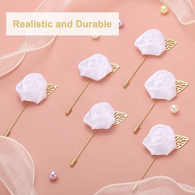 24pcs Rose Boutonnieres Flower Buttonholes Pocket Boutonnieres Pins