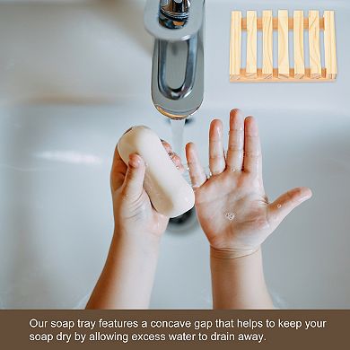2Pcs Wooden Soap Dish, Self Draining Natural Big Bar Soap Holder for Shower Bathroom