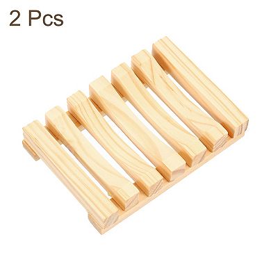 2Pcs Wooden Soap Dish, Self Draining Natural Big Bar Soap Holder for Shower Bathroom