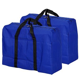 Storage Tote with Zippers, 2 Pack 40L Capacity Foldable Heavy Moving Tote Bags, Blue