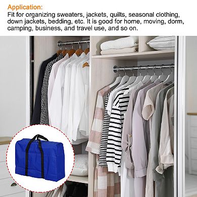 Storage Tote with Zippers, 2 Pack 40L Capacity Foldable Heavy Moving Tote Bags, Blue