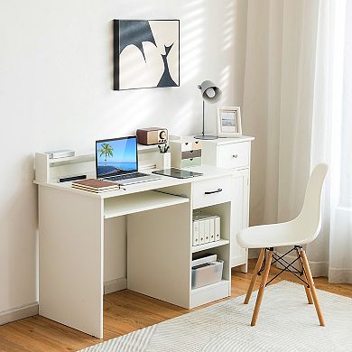 Costway 22" Wide Computer Desk Writing Study Laptop Table w/ Drawer & Keyboard Tray