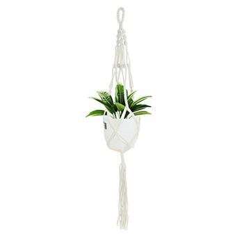 Macrame Plant Hanger, Woven Cotton Flower Pots Holder, 105cm Bohemian Decorative Pot Hanger