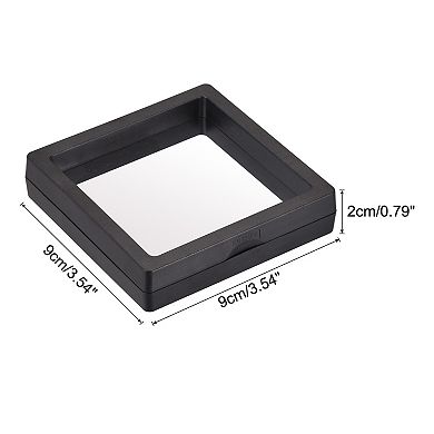 Floating Thin Film Display Box, ABS Frame Case 9cm x 9cm x 2cm Pack of 10