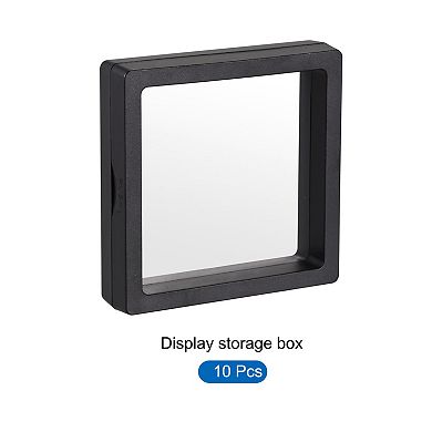 Floating Thin Film Display Box, ABS Frame Case 9cm x 9cm x 2cm Pack of 10