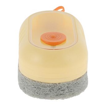 Dish Brush with Hanging Strap, Soap Dispensing Brush, Kitchen Scrub Brushes for Cleaning, Yellow