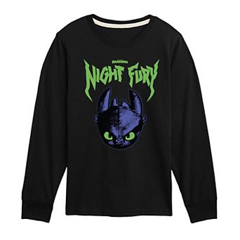 Boys 8-20 How To Train Your Dragon Night Fury Long Sleeve Graphic Tee