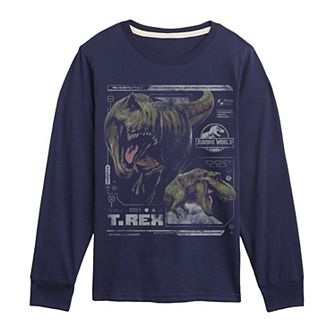 Boys 8-20 Jurassic World Rebirth T-Rex Digital Long Sleeve Graphic Tee