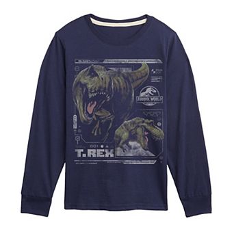 Boys 8-20 Jurassic World Rebirth T-Rex Digital Long Sleeve Graphic Tee